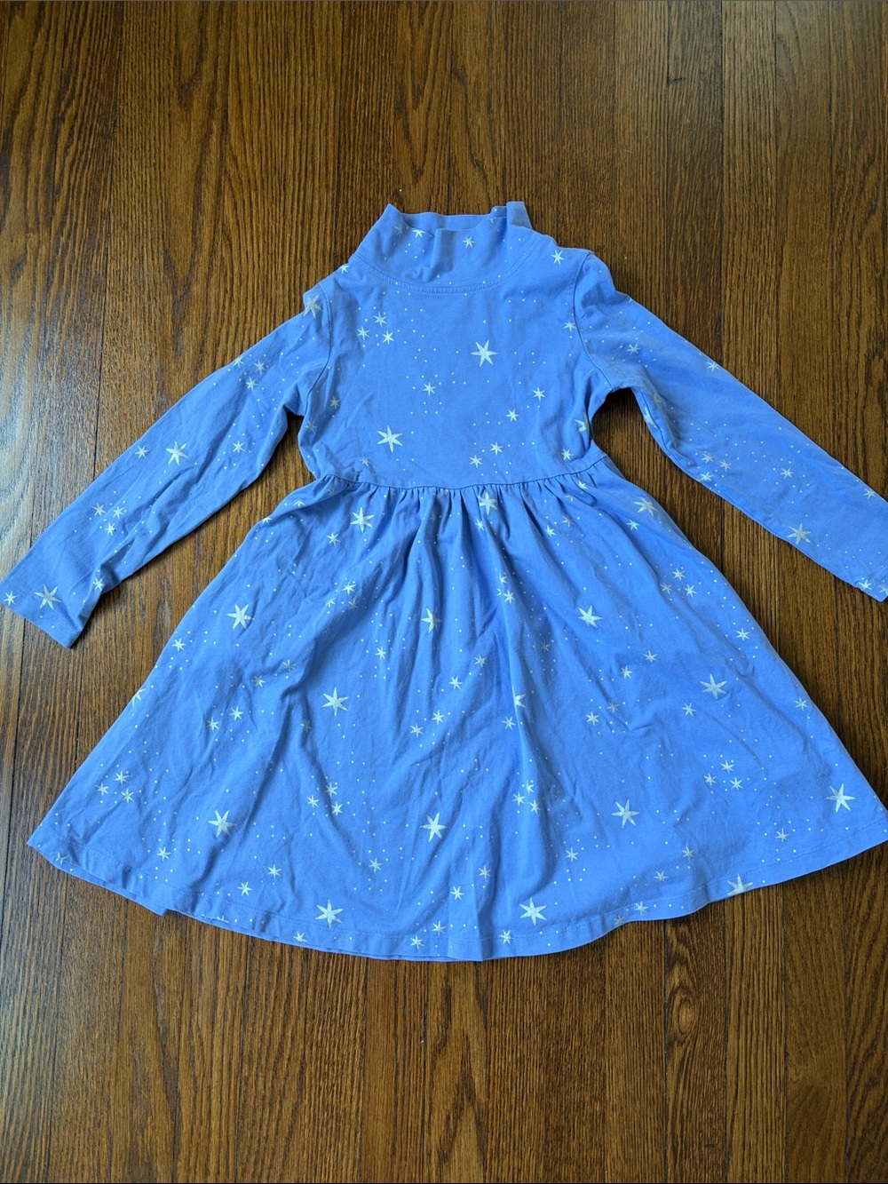 Hanna Andersson Silver Foil Star Long-Sleeve Dress